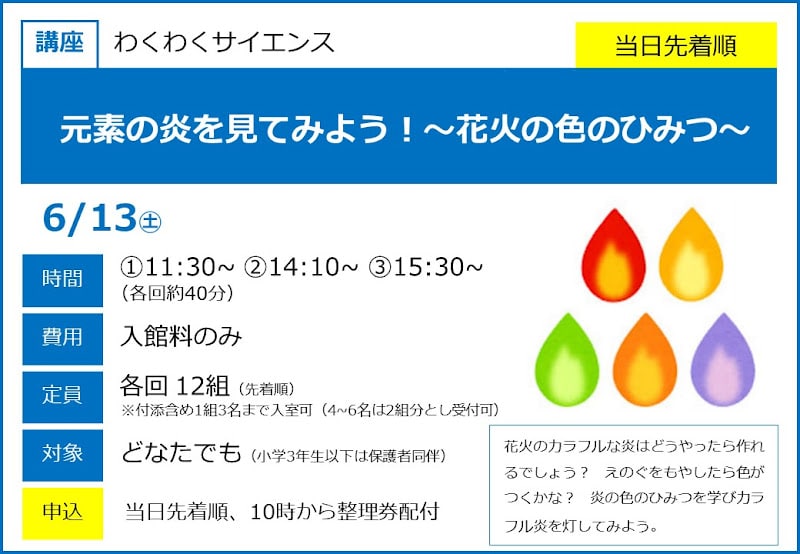 元素の炎を見てみよう！～花火の色のひみつ～が6/13にこども科学館で開催！カラフルな炎を学ぶ講座_800